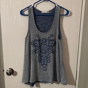Gray/Blue Patterned Sleeveless Top